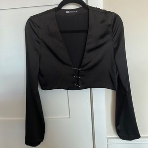 Zara Black V Neck Blouse